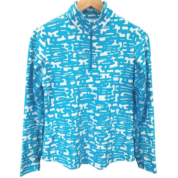 IBKUL Juno Print Cool Feel Mockneck 1/4 Zip Active Top Womens Size S Performance - Picture 3 of 8
